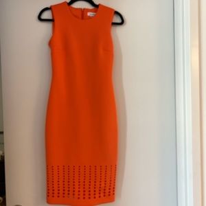Orange Calvin Klein Midi Dress